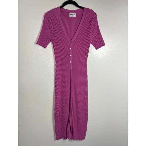 Frnch Paris Lydia Ribbed Dress Purple Pink Women's M - Picture 2 of 14
